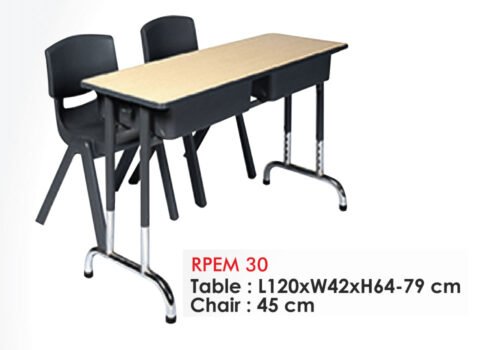 Premium 2 Person Table and Chair Set for High School and College Students with Ergonomic Chairs and Large Storage Compartments RPEM-30
