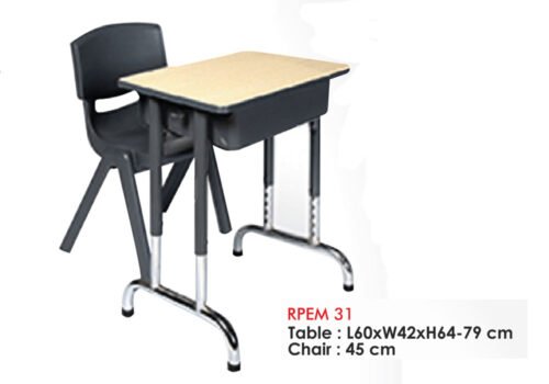 Student Desk and Chair Set with Adjustable Height and Storage for Classroom Use RPEM-31