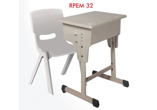 Compact Adjustable Student Desk with Ergonomic Chair and Storage for Classrooms and Tuition Settings RPEM-32