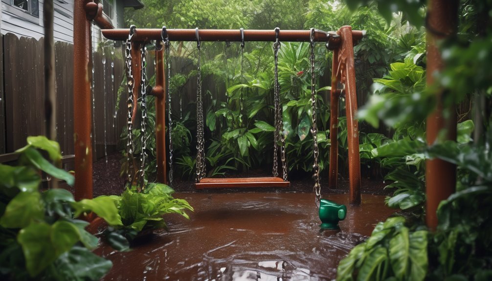 wet slippery surfaces dry and inspect after rain