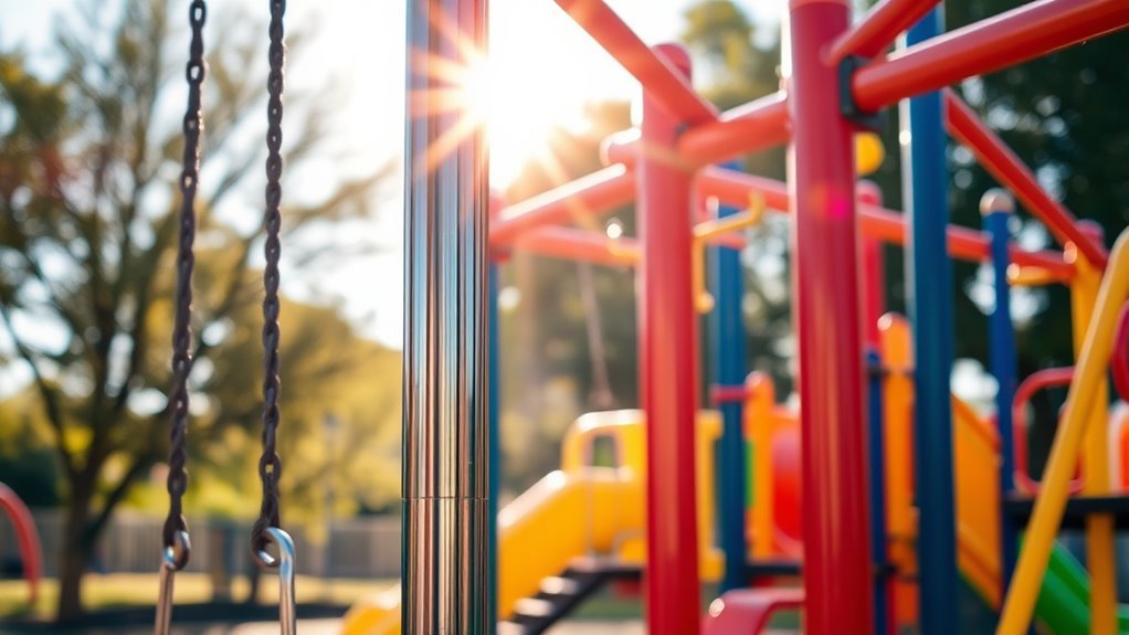 durable steel playground supports