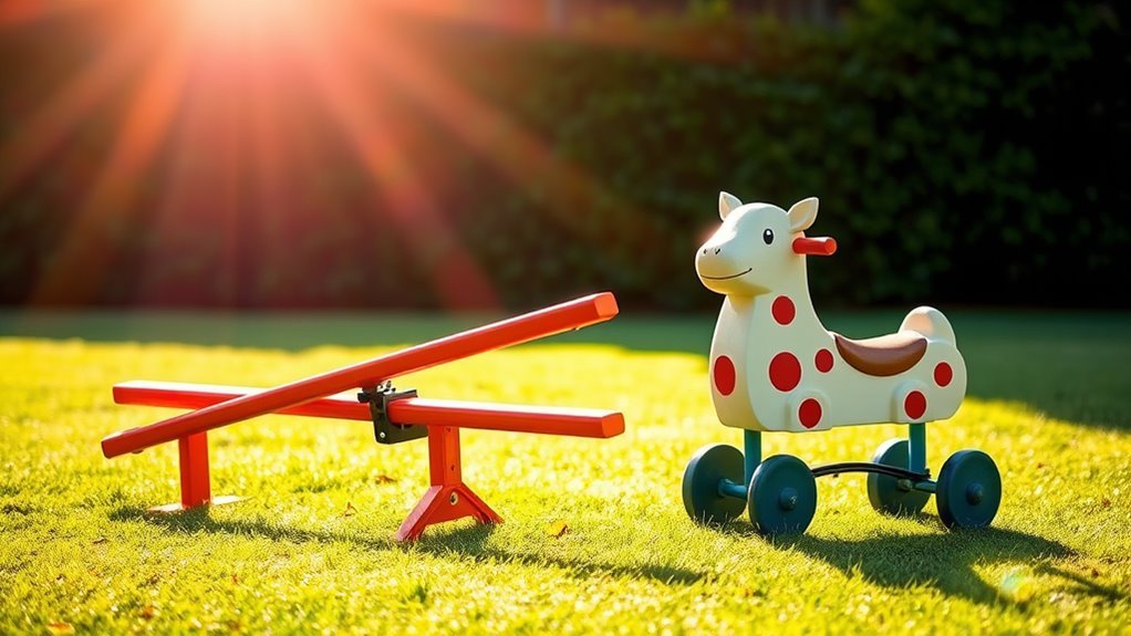 playground seesaws and spring riders