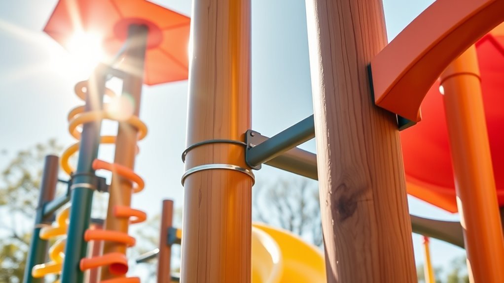 robust steel playground supports