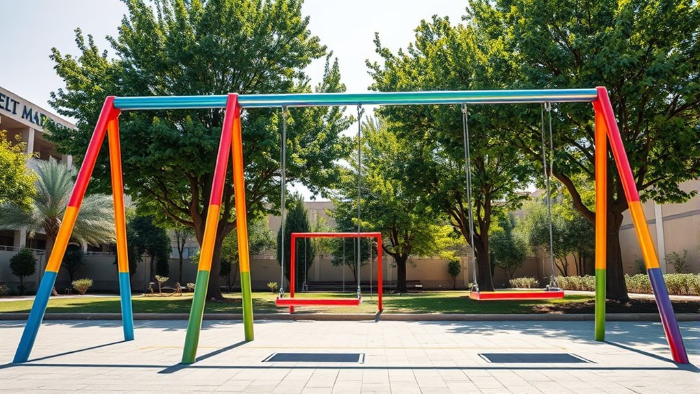 safe sturdy arabic college swings installation