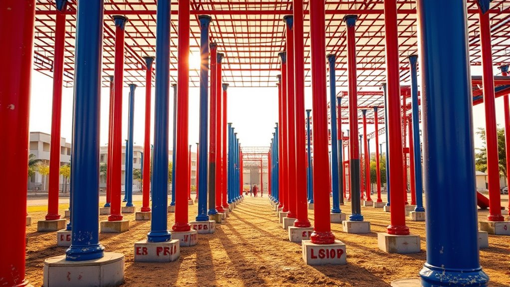 steel play structure supports