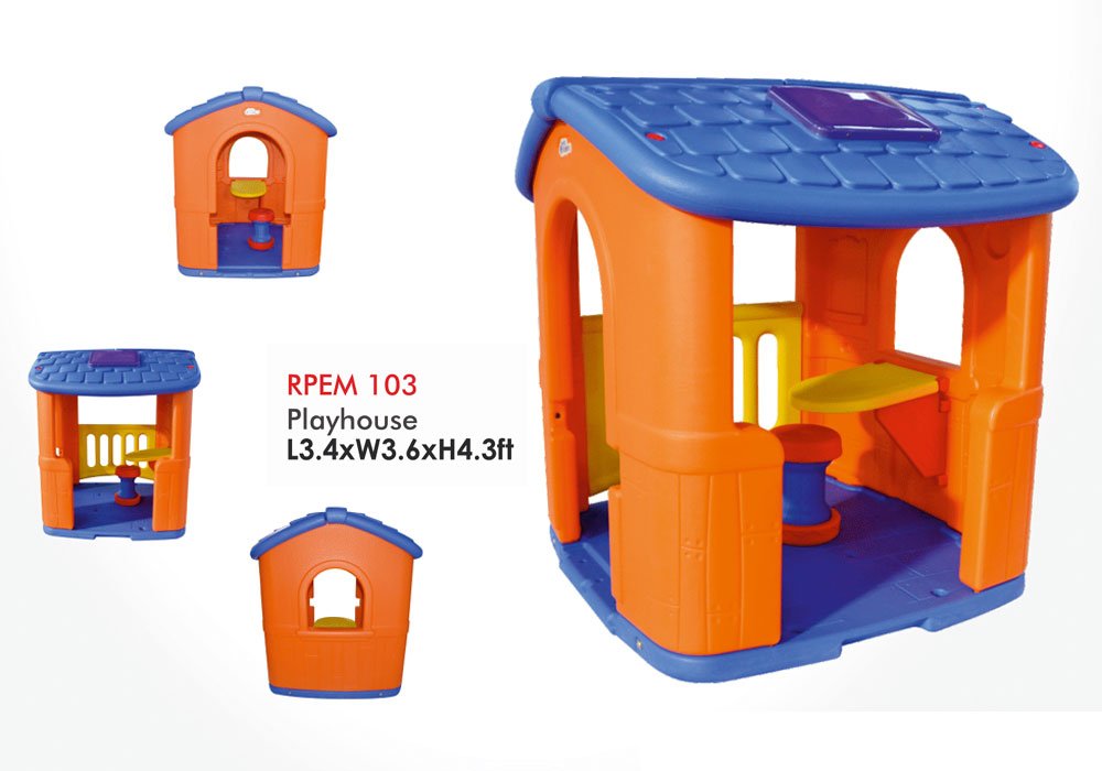Colorful Indoor/Outdoor Playhouse with Built-in...