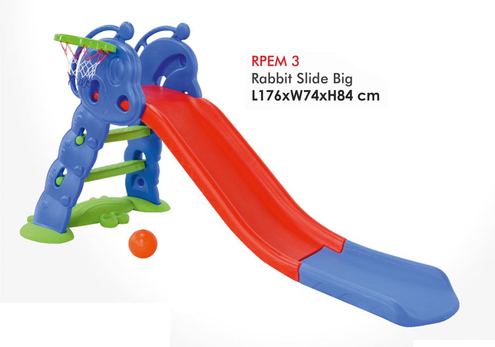 Rabbit Themed Slide for Kids with Basketball Ho...