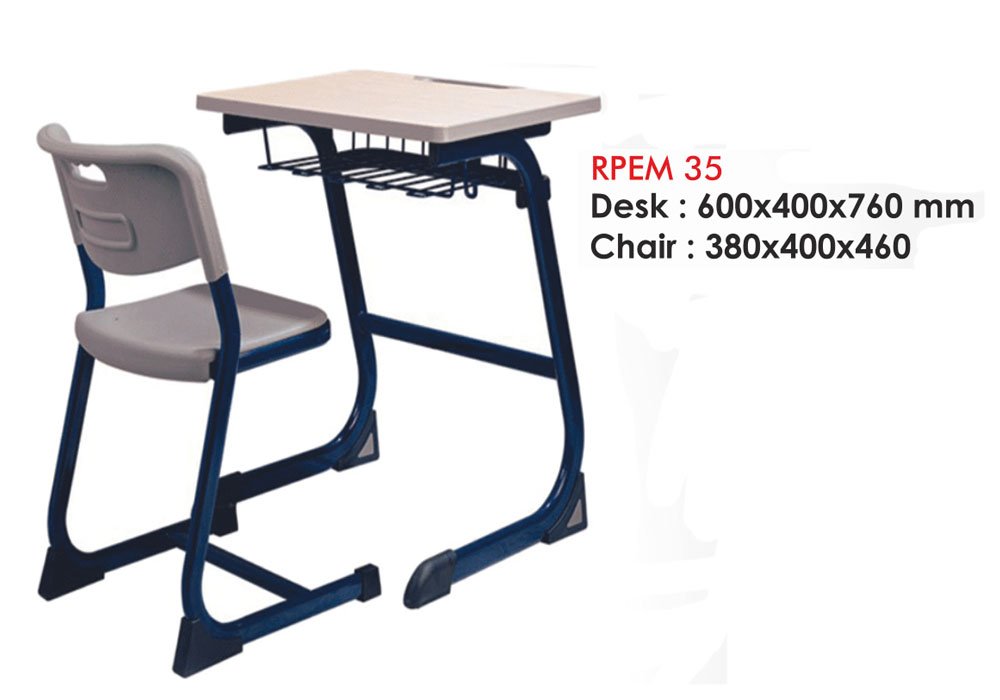 Single Seater School Desk with Storage and Ergo...