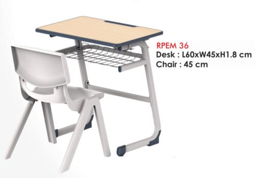 Ergonomic Single Seater Student Desk with Storage and Matching Chair for Primary and Secondary Classrooms RPEM-36