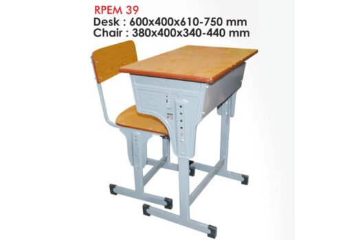 Ergonomic single-seater desk and chair with adjustable height, laminated wooden top, and sturdy metal frame for comfortable learning RPEM-39