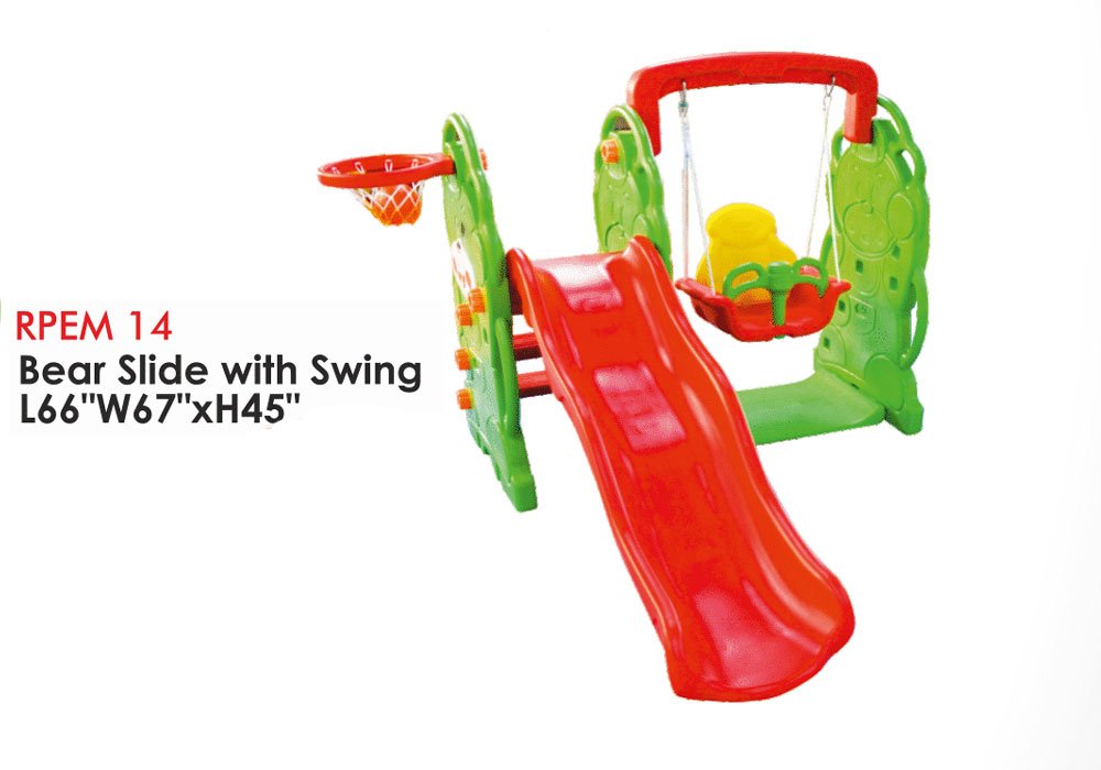 3 in 1 Kids Play Unit with Slide Swing and Bask...