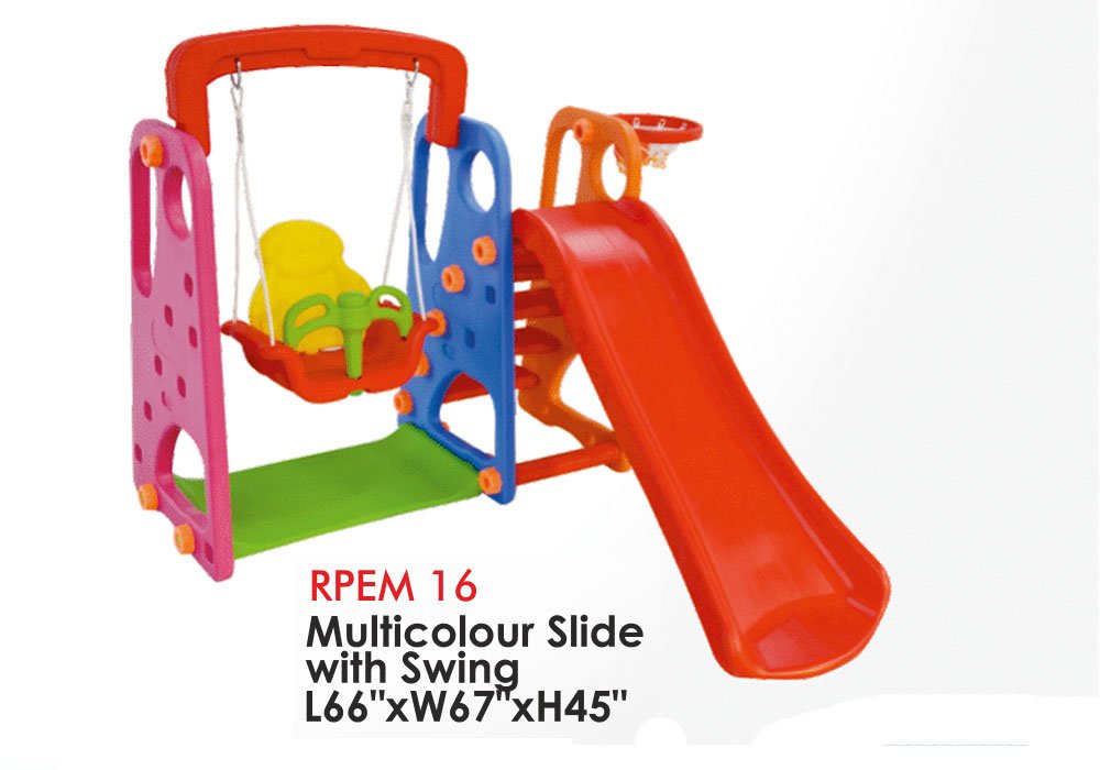Multicolor Kids Playset with Slide Swing and Ba...