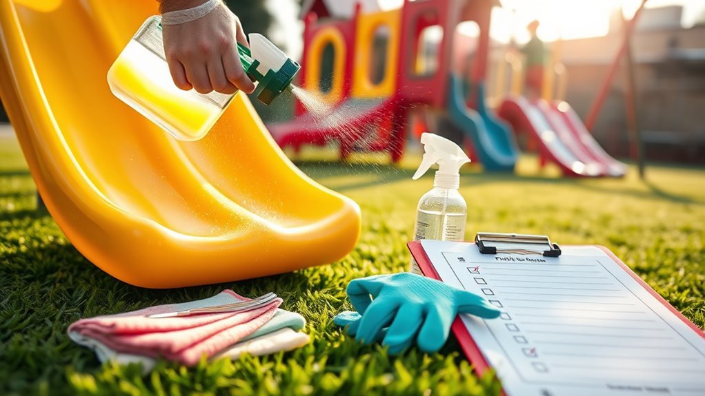 one week playground cleaning routine