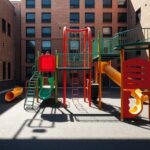 playground gear utilizes vertical space